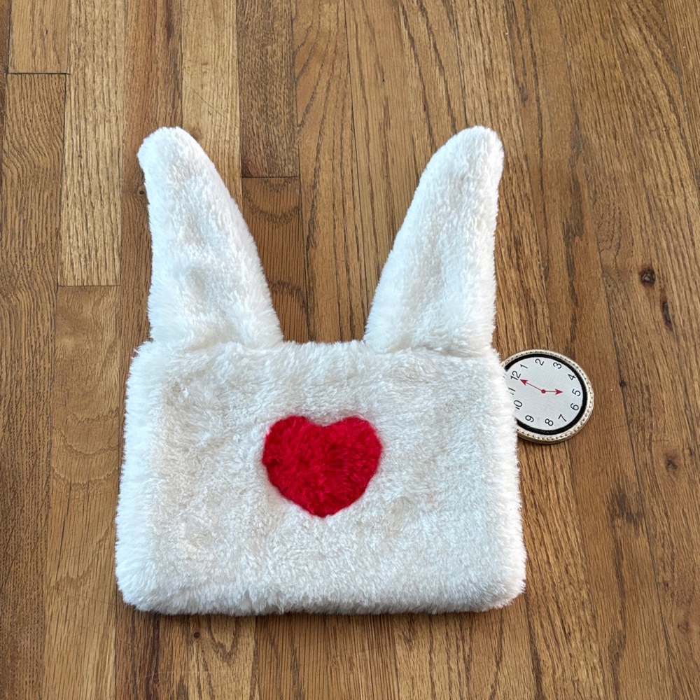 Disney Alice in Wonderland White Rabbit Purse Envelope Style Pouch Plush Bag